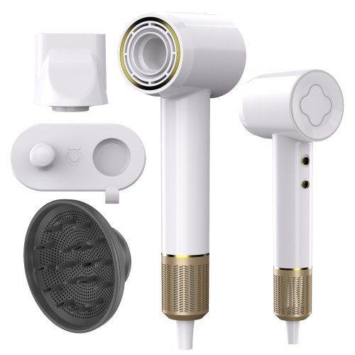 Guiwigo Hair Dryer,Professional Ionic Blow Dryer with 110000 RPM Brushless Motor for Fast Drying,Low Noise,200 Million Negative Ionic High-Speed Thermo-Control Hair Dryer for Home,Travel,Salon(White)